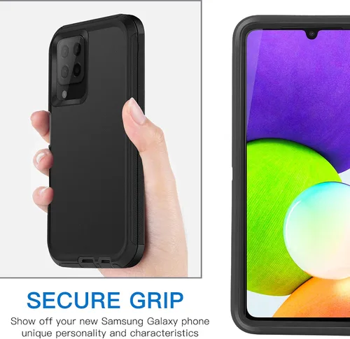 Miniatura 6 de AICase Funda para Samsung A22 4G, resistente protección contra caídas, cuerpo completo, resistente a prueba de golpes, a prueba de polvo, grado Negro