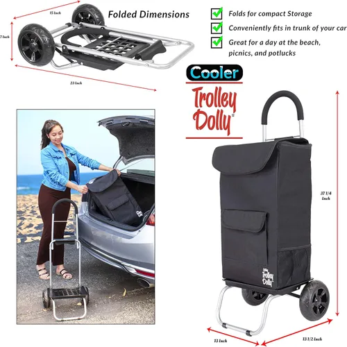 Miniatura 5 de Cooler Trolley Dolly, Negro Bolsa Térmica aislante plegable Rolling tailgating BBQ cerveza Hielo Cart