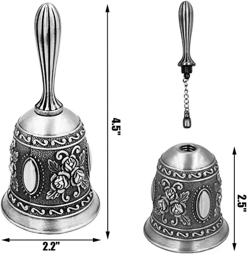 Miniatura 2 de Hourwof Campanas de metal para bodas y Navidad, campanas decorativas para llamadas, color plateado