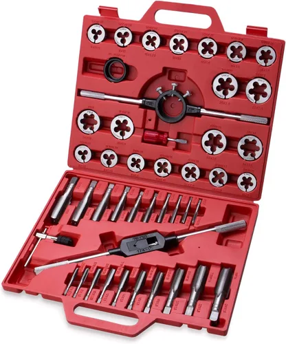 Juego de llaves y troqueles de gran tamaño de 45 piezas, SAE 1/4, 5/16, 3/8, 7/16, 1/2, 9/16, 5/8, 3/4, 7/8, 1 pulgada, dientes gruesos y finos,