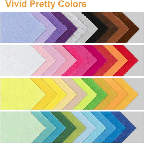 Miniatura 9 de Hojas de fieltro de 8 x 12 pulgadas para manualidades, 40 piezas hojas de tela cuadradas, paquete de colores surtidos no tejidos, 1mm de grosor