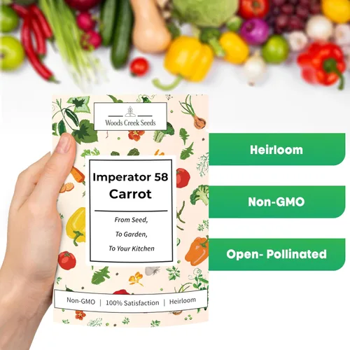 Miniatura 2 de Woods Creek Seeds: Imperator - 58 semillas de zanahoria para plantar, más de 1,000 semillas de zanahoria de reliquia, semillas de zanahorias sin OMG