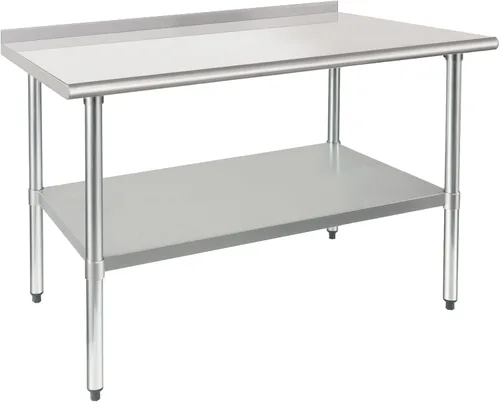 Miniatura 9 de HARDURA Mesa de trabajo comercial de acero inoxidable, mesa de trabajo de preparación, mesa de metal de 14 x 24 pulgadas con estante inferior
