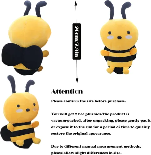 Miniatura 2 de 2 piezas de animales de peluche de abejorros suaves para decoración de fiesta, 7.9 pulgadas