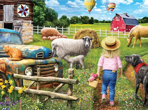 Best Pals - Rompecabezas de 750 piezas para adultos, 27 x 20 pulgadas, escena caprichosa de animales de granja de Sharon Steele, rompecabezas de