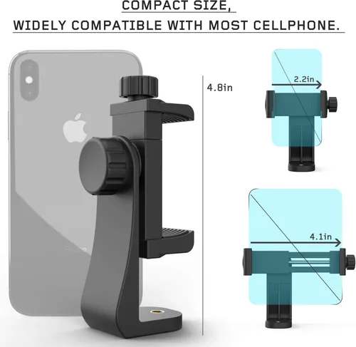 Miniatura 2 de Adaptador universal de trípode para teléfono con control remoto de cámara inalámbrico, soporte para teléfono celular con abrazadera ajustable