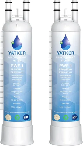 FPPWFU01 Filtro de agua de repuesto para, Compatible con filtro de agua Frigidaire FPPWFU01, EPPWFU01 PureAdvantage PurePour PWF-1 (paquete de 2