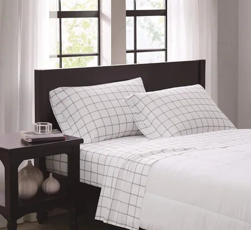 Miniatura 9 de Truly Soft Everyday Queen - Juego de sábanas de microfibra + fundas de almohada, colección Ticking Stripe, color blanco y azul marino Azul