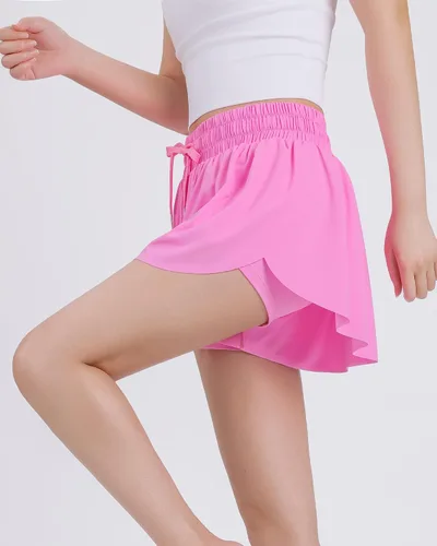 Miniatura 3 de JOCMIC Pantalones cortos fluidos para niñas, 2 en 1, pantalones cortos estilo mariposa con forro de elastano para gimnasia, atléticos, ropa casual