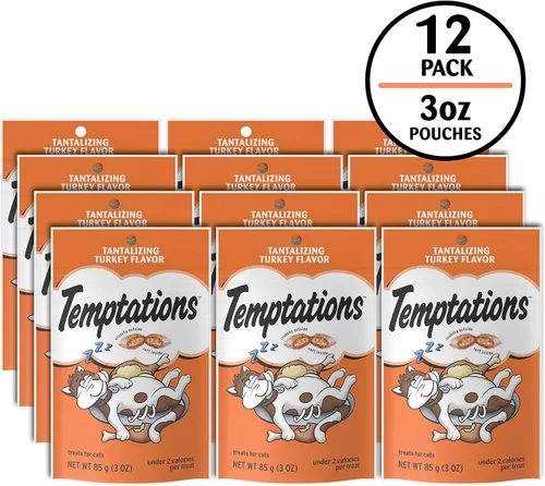 Miniatura 2 de Temptations Golosinas para gatos, golosinas clásicas crujientes y suaves para gatos, sabor tentador a pavo, bolsa de 3 onzas (paquete de 12)