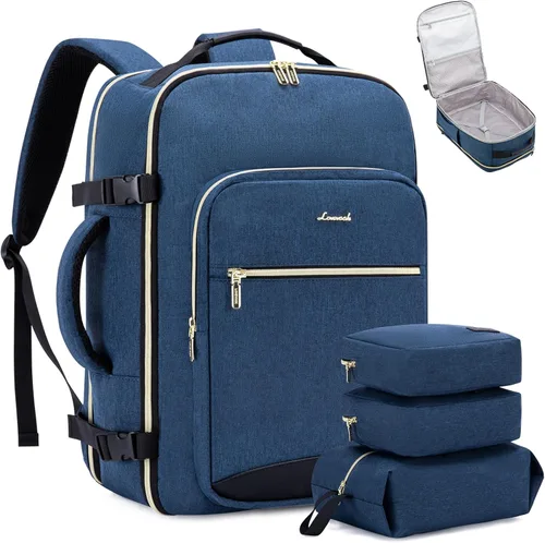 Miniatura 29 de LOVEVOOK Mochila de viaje de 40L aprobada para vuelo, 3 cubos de embalaje, bolsa de viaje impermeable para artículos personales, equipaje de mano