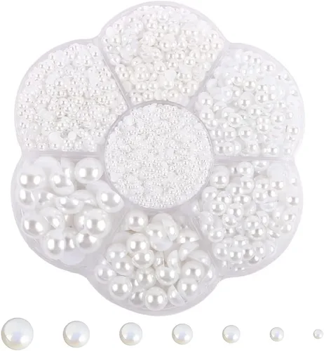 Miniatura 23 de 5700 piezas de medias perlas coloridas para manualidades, perlas de uñas para manualidades, accesorios de bricolaje, perlas de espalda plana