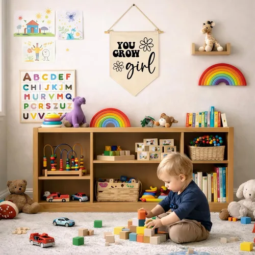 Miniatura 7 de Letrero decorativo de margaritas con texto en inglés "You Grow Girl", regalo para bebés, recién nacidos, niños y niñas, banderines para decoración