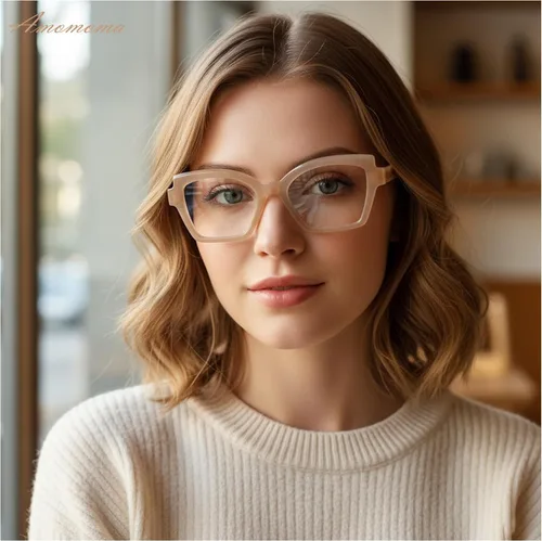 Miniatura 2 de AMOMOMA Paquete de 2 lentes de lectura modernos con diseño de ojo de gato para mujeres y hombres, elegantes lentes cuadrados con bloqueo de luz azul