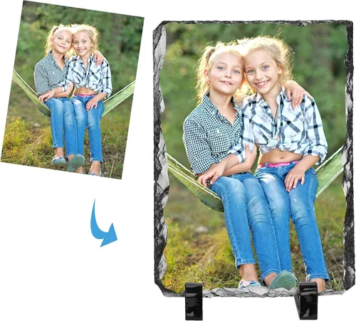 Miniatura 2 de Regalos para el Día de la Madre para mamá de hija e hijo, marcos de fotos personalizados, placa de pizarra de piedra, regalo personalizado