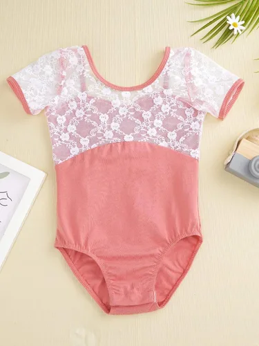 Miniatura 11 de JEATHA Leotardos de ballet para niñas, camisetas de baile, bailarina, encaje floral, con botones, entrepierna