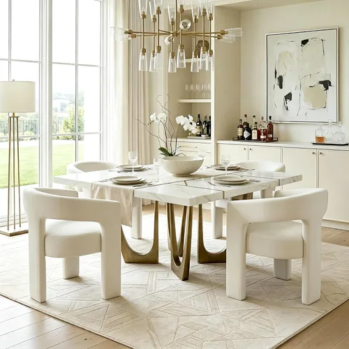 Miniatura 19 de Modernas sillas de comedor, silla de sherpa tapizada de terciopelo con respaldo, silla de tocador Boucle ensamblada cómoda para cocina, comedor