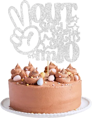 Miniatura 9 de Gyufise 1 paquete de decoración de pastel de 10 dígitos con purpurina negra para cumpleaños de 10 años para niños y niñas, suministros de decoración