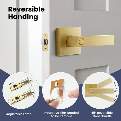 Miniatura 7 de EHOMEWARE Paquete de 3 manijas de puerta de privacidad para puertas interiores, apertura izquierda/derecha, cerradura de manija de puerta en acabado