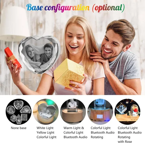 Miniatura 7 de Foto de cristal 3D, marco de fotos cuadrado personalizado de cristal, grabado personalizado con tu propia foto, regalo personalizado de aniversario