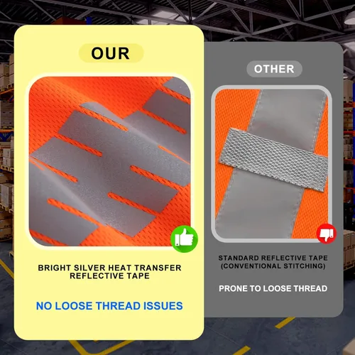 Miniatura 4 de Camisas de seguridad Hi Vis con tiras reflectantes, camisas de construcción de fondo negro para hombres y mujeres