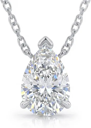 La Joya Collares de diamantes de 1 quilate para mujer Collar de diamante solitario cultivado en laboratorio GH VSSI Cadena de oro macizo incluida