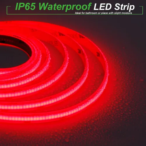 Miniatura 4 de JOYLIT Waterprof - Tira de luces LED rojas COB de 24 V, 20 pies, 19.7 ft, 320 LEDs/M, cinta flexible uniforme para armarios, estantes, mostradores