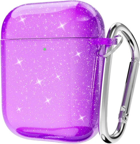 Miniatura 39 de Svanove Funda para Airpods Transparente con Purpurina, Funda Brillante y Bonita para Airpods de 1ª y 2ª Generación con Llavero, Carcasa Rígida