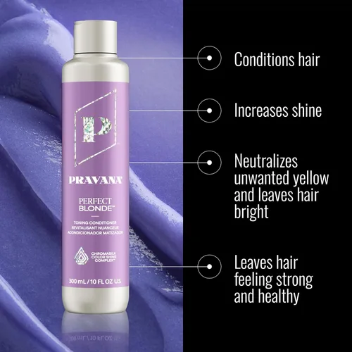 Miniatura 3 de PRAVANA The Perfect Blonde Purple Toning Conditioner Neutralizes Brassy, Yellow Tones For Color Treated Hair Chromasilk Enhances Shine &