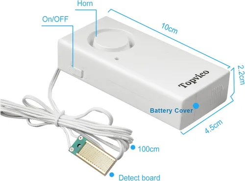 Miniatura 4 de Detector de fugas de agua, sirena fuerte de 120 dB, alimentado por batería de 9 V (no incluida), sensor de alarma para calentador de agua de sótano