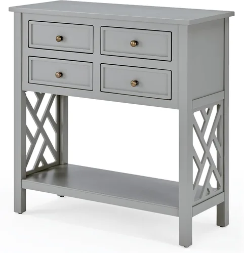 Miniatura 9 de Alaterre Furniture Coventry - Mesa consola de madera de 32 pulgadas de ancho con 4 cajones, color gris