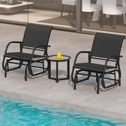 Miniatura 5 de Giantex Silla columpio con marco de metal de estudio, cómoda silla de patio para jardín, porche, patio trasero, piscina, mecedora para césped al