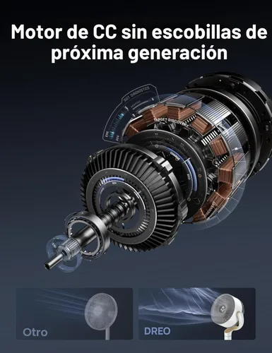 Miniatura 9 de Dreo Ventilador para dormitorio, ventilador de pie oscilante de 120°, ventilador de pedestal silencioso con motor DC, 9 velocidades, 4 modos, 20dB