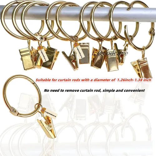 Miniatura 3 de Lsgoodcare 30 clips de cortina que se abren con anillos dorados de 2 pulgadas, clip decorativo de metal fuerte, anillos de clip abiertos a prueba