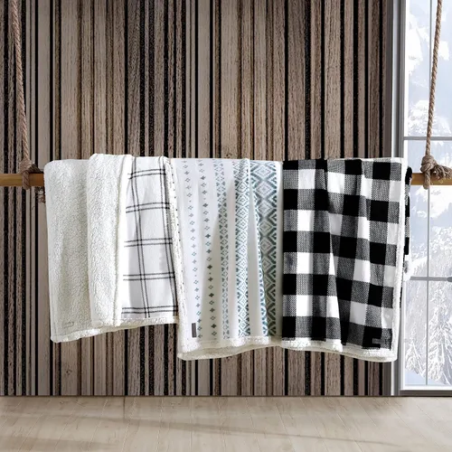 Miniatura 6 de Eddie Bauer - Manta King, ropa de cama reversible de vellón de sherpa, lana cuadriculada, decoración del hogar para todas las estaciones