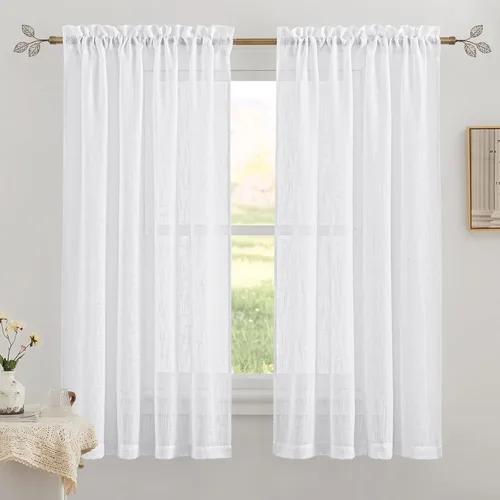 Miniatura 37 de RYB HOME Cortinas extralargas de 108 pulgadas de largo, transpirables con bolsillo para barra, cortinas traslúcidas blancas para sala de estar
