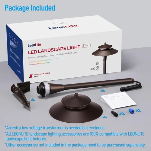 Miniatura 9 de LEONLITE 5CCT - Luces LED de camino de bajo voltaje, 12-24 V, 1800/2700/3000/4000/5000K, doble capa, CRI90, IP65 impermeable, iluminación