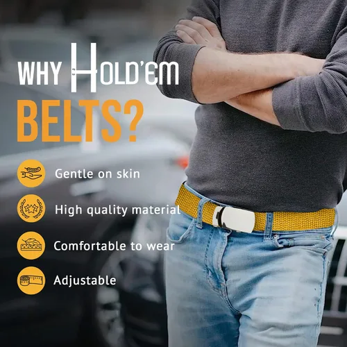 Miniatura 9 de Hold'Em Cinturones militares de lona para hombres, hebilla deslizante de plata pulida, resistente, ajustable