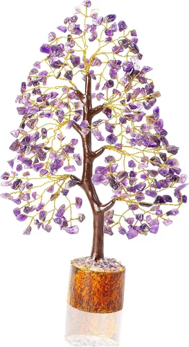 Árbol de la vida de chakra de amatista, árbol de cristal para energía positiva, decoración de Feng Shui, árbol de piedras preciosas hecho a mano,