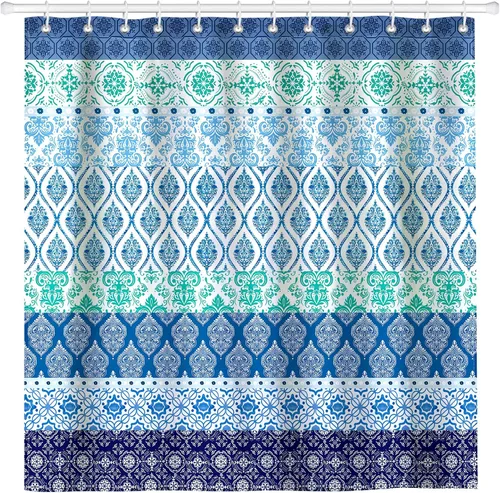 Miniatura 12 de Juego de cortinas de ducha de ramas de pájaro retro, cortinas de ducha de tela de poliéster impermeable con 12 ganchos para decoración del hogar, 72