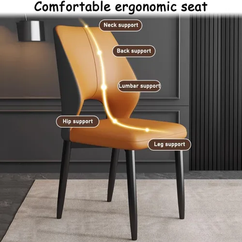 Miniatura 4 de YVYKFZD Simple Dining Chairs Set, PU Leather Kitchen Chairs, Armless Dining Room Chair with Metal Legs, Upholstered Living Room Chair, for Bedroom