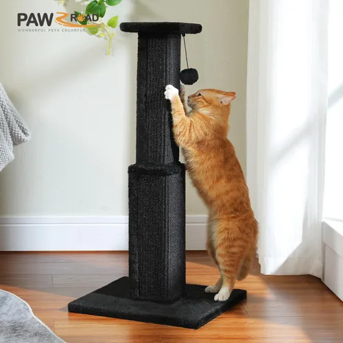 Miniatura 7 de PAWZ Road Poste Rascador Grande para Gatos de 32" de Alto Negro Poste Rascador para Gatos de Interior Adultos Poste Rascador Definitivo con Sisal