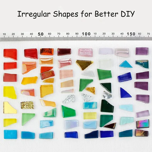 Miniatura 2 de Azulejos de mosaico de cristal irregulares de 1.1 libras, mosaico pequeño, pasatiempos para niños, manualidades de cristal hechas a mano para Azul