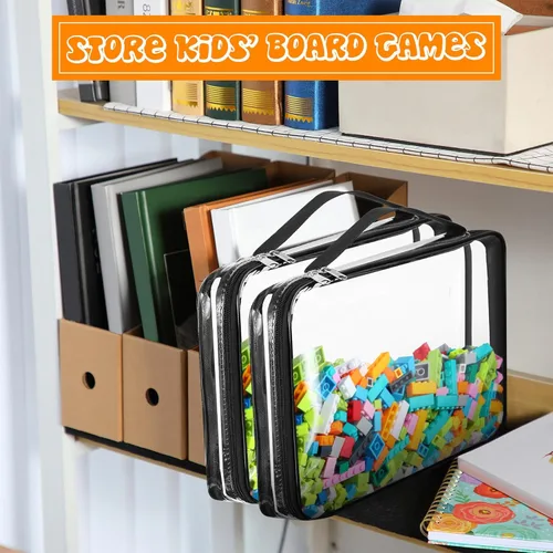 Miniatura 4 de Sanwuta 6 paquetes de bolsas de almacenamiento para juguetes, estuches organizadores de PVC con cremallera, contenedor impermeable