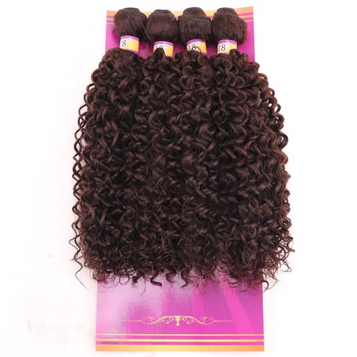 Miniatura 28 de Extensiones de cabello rizado afro rizado, sintético, tejido rápido, extensiones de cabello de fibra de alta temperatura para mujeres, color negro
