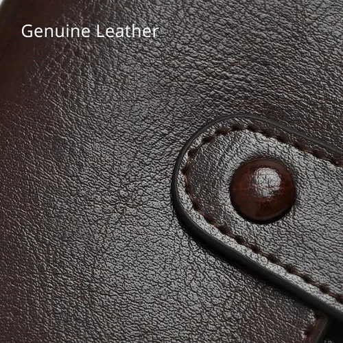 Miniatura 7 de Carteras pequeñas para mujer, con bloqueo RFID, de cuero, con cremallera, bolsillo para monedas, tarjetero, con ventana de identificación, Café