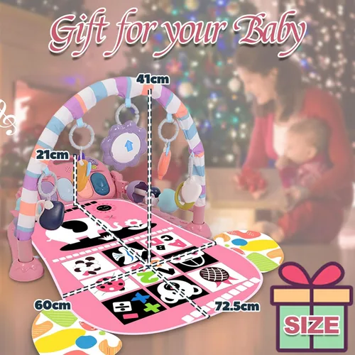 Miniatura 6 de Gimnasio de juego para bebés de 0 a 6 meses, tapete de alto contraste, piano para patear y tocar, música y luces, regalos para recién nacidos