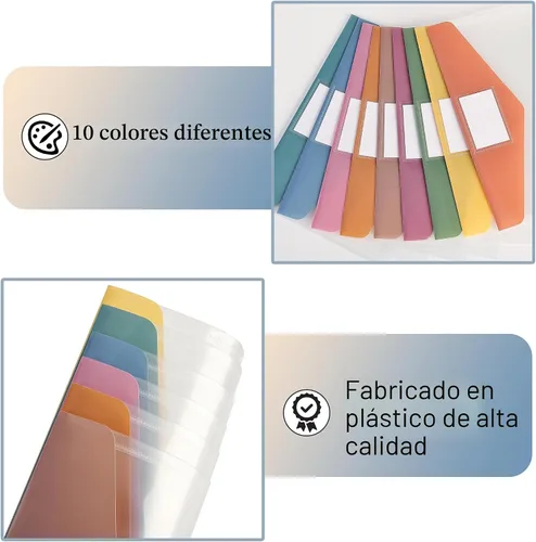 Miniatura 5 de Mr. Pen - Sobres de plástico transparente, paquete de 10, tamaño A4, tamaño carta, coloridas carpetas transparentes para documentos, sobres