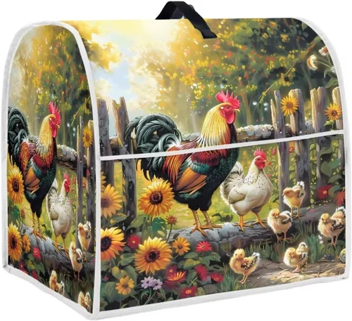 Miniatura 17 de UNICEU Protector de cubierta de batidora de soporte de cocina con estampado retro de mariposa de girasol, con mango superior, cubierta de polvo