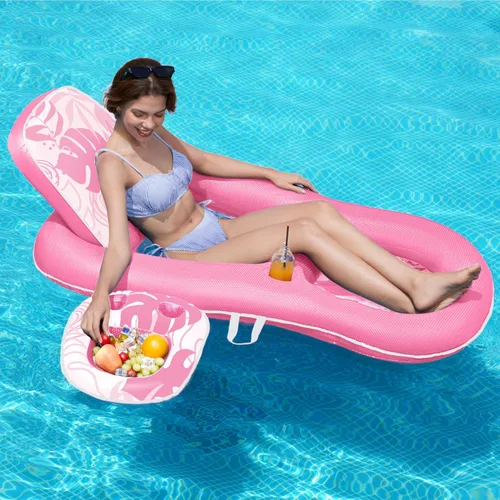 SLOOSH Pool Floats Lounger Adult, Fabric Pool Floaties Lounge Convertible 2-in-1 Floating Water Floaty with Cup Holders Adjustable Backrest Recliner